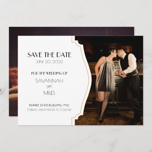 1920s Art Deco Frame Photo Save the Date Announcement