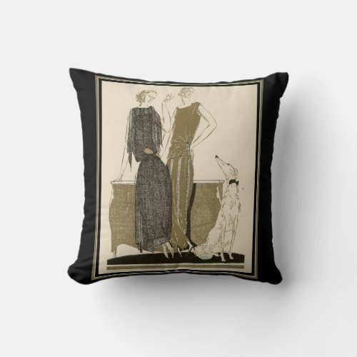 1920s Art Deco French Fashion Throw Pillow