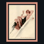 1920's Art Deco French Party Girl Poster<br><div class="desc">Roaring twenties,  French party girl,  poster from La Vie Parisienne.   Poster features a French Flapper riding a New Years Eve champagne cork along with caption "et voila une annee qui commence bien" or "and here is a year that starts well"</div>