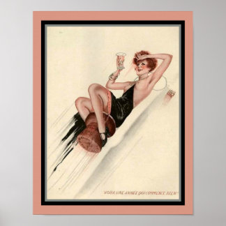 1920's Art Deco French Party Girl Poster