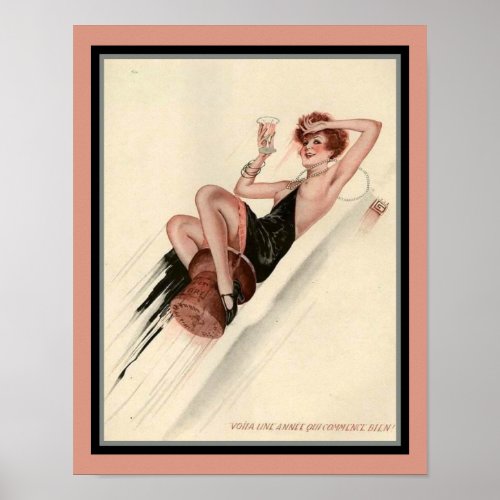 1920s Art Deco French Party Girl Poster
