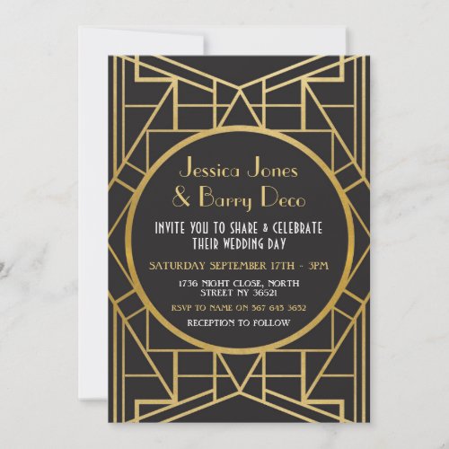 1920s Art Deco Gatsby Great 20s Wedding Invite