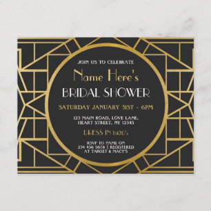 1920s Art Deco Gatsby Party Bridal Shower Invite