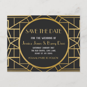 1920s Art Deco Gatsby Save The Date Wedding Invite