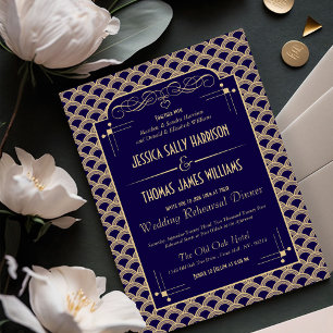 1920's Art Deco Gatsby Wedding Rehearsal Dinner Invitation