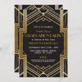 1920s Art Deco Graduation Invite Gatsby Party Gold (Front/Back)