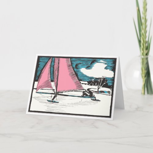 1920s Art Deco Holiday Ice Sailing Card Design