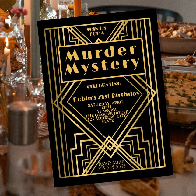 1920s Art Deco Murder Mystery Birthday Invitation  (Creator Uploaded)