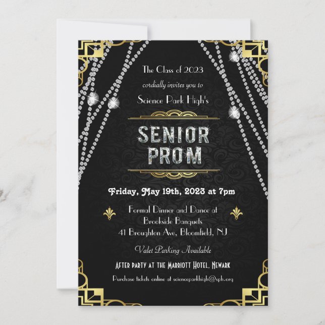 1920s Art Deco Senior Prom Invitation (Front)