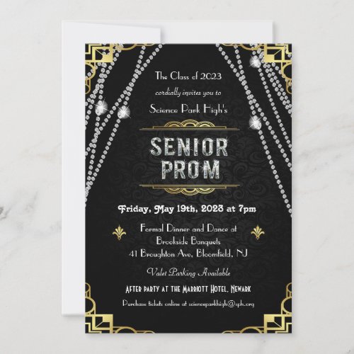 1920s Art Deco Senior Prom Invitation