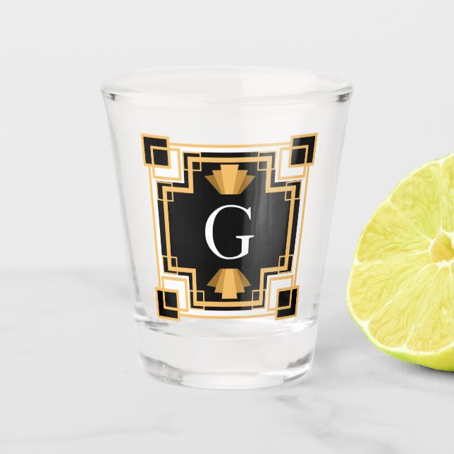 1920s Art Deco Vintage Style Monogram Shot Glass (Front)