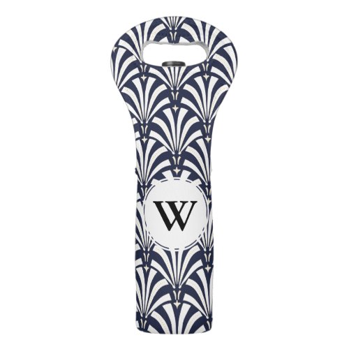 1920s Art Deco White Fans Pattern Initial Letter Wine Bag