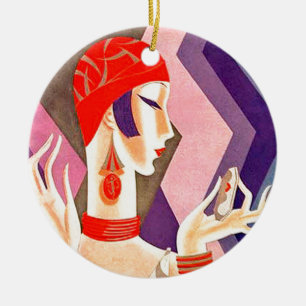 1920s Art Deco Woman Ceramic Ornament