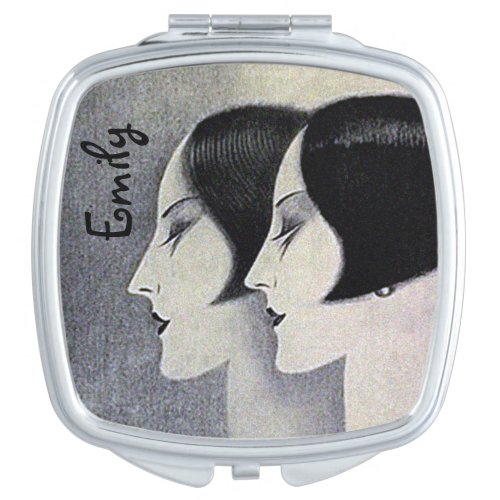 1920s Art Deco Woman Compact Mirror