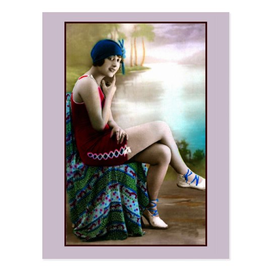 1920s Bathing Beauty Flapper Girl Postcard