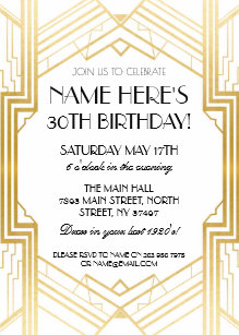 art deco birthday invitations