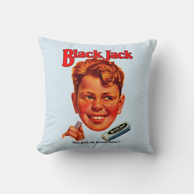 1920s Black Jack gum ad Throw Pillow (Front)