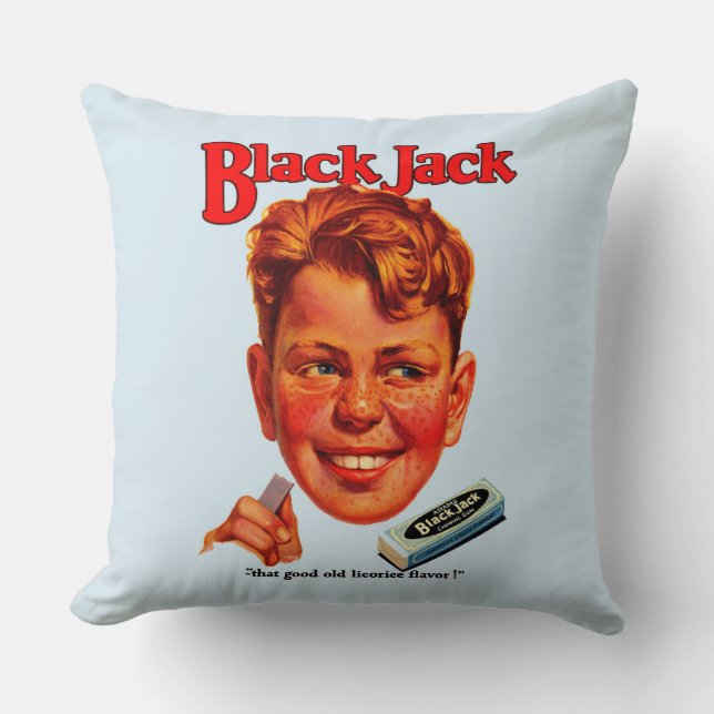 1920s Black Jack gum ad Throw Pillow (Front)