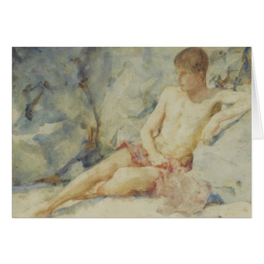 1920's Boy Against Rock by Tuke Cards (Front Horizontal)