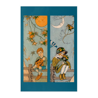 1920s boy and girl in autumn acrylic print