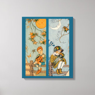 1920s boy and girl in autumn canvas print
