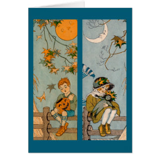 1920s boy and girl in autumn cards