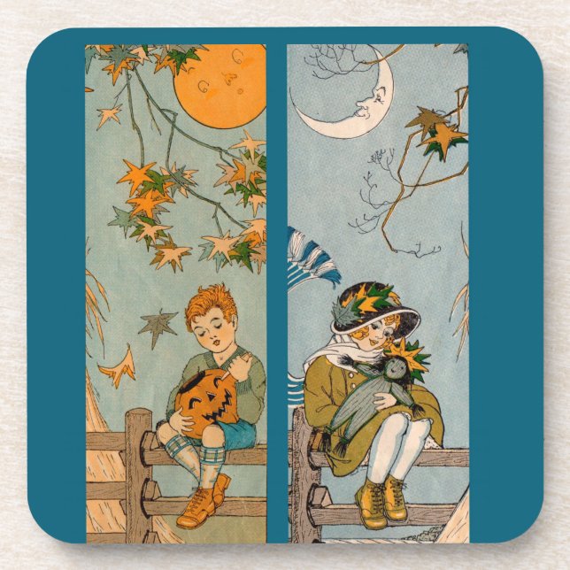 1920s boy and girl in autumn coaster (Front)