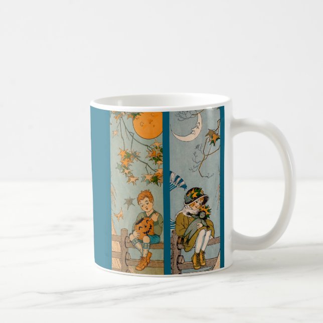 1920s boy and girl in autumn coffee mug (Right)