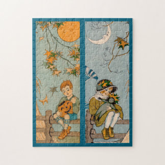 1920s boy and girl in autumn jigsaw puzzle