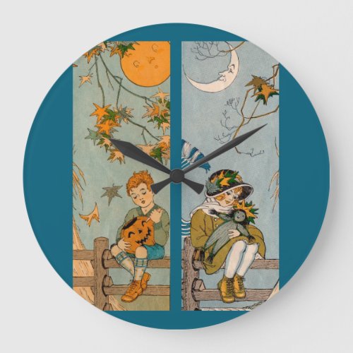1920s boy and girl in autumn large clock