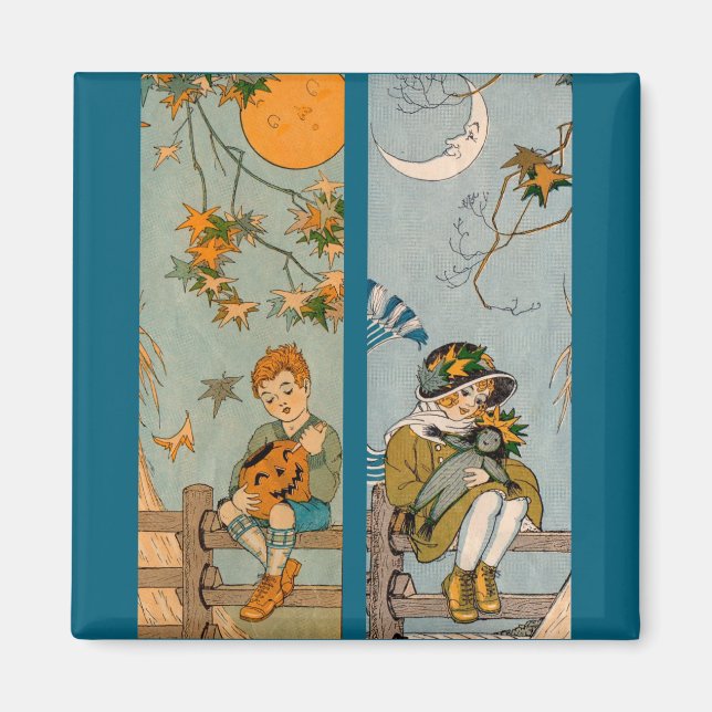 1920s boy and girl in autumn magnet (Front)