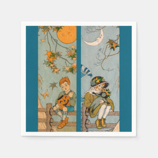 1920s boy and girl in autumn paper napkins