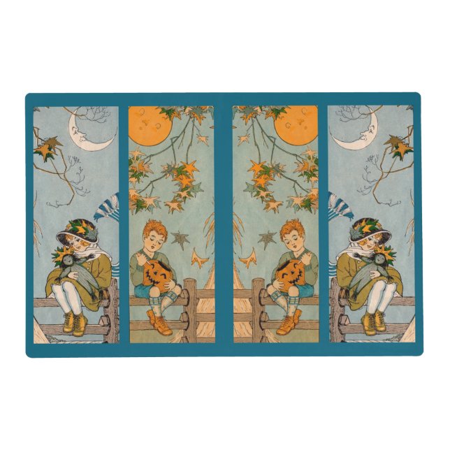 1920s boy and girl in autumn placemat (Front)