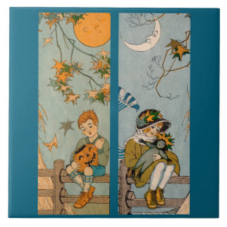 1920s boy and girl in autumn tile