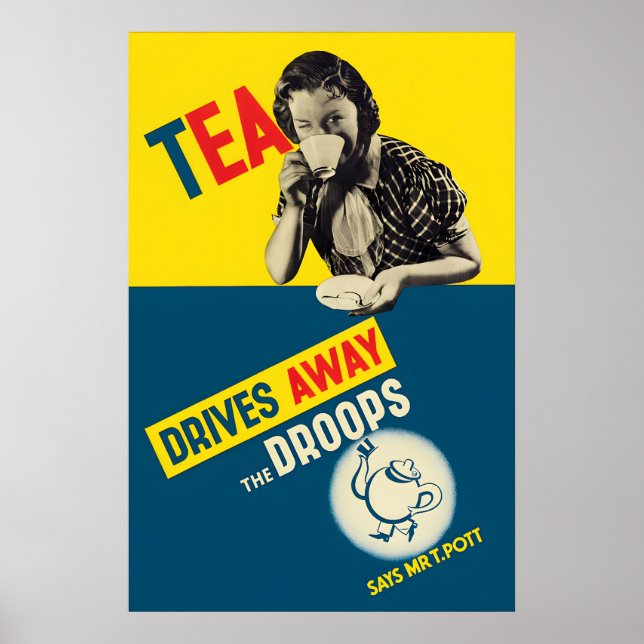 1920s British Tea Poster Tea drives away the (Front)