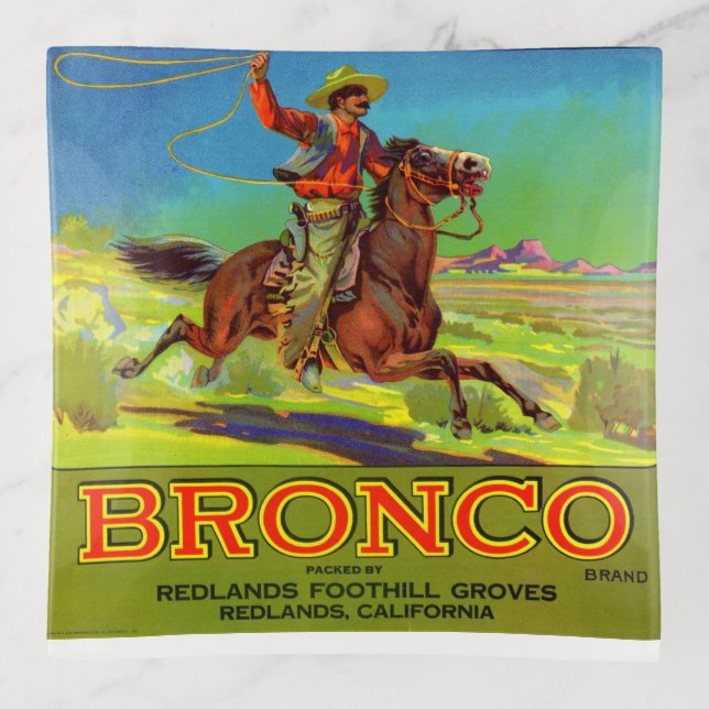  1920s Bronco fruit crate label Trinket Tray (Front)