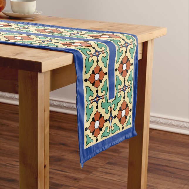1920s Catalina Island Tile Design Table Runner (In Situ)