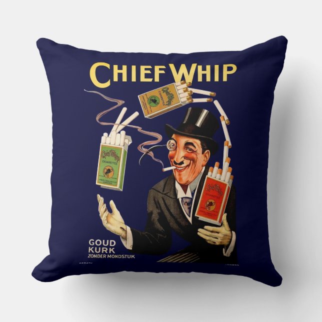1920s Chief Whip cigarettes ad print Throw Pillow (Front)