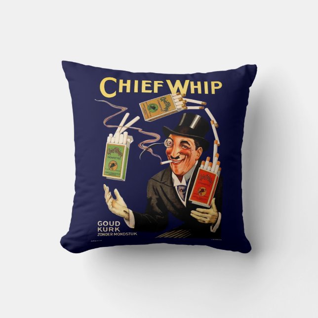 1920s Chief Whip cigarettes ad Throw Pillow (Front)