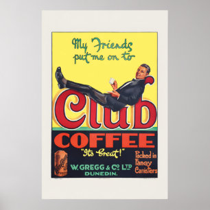 1920s Club Coffee Vintage Style Poster Classic