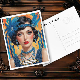1920s Cocktail Elegance Flapper Girl  Postcard