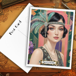1920s Cocktail Elegance Flapper Girl Postcard