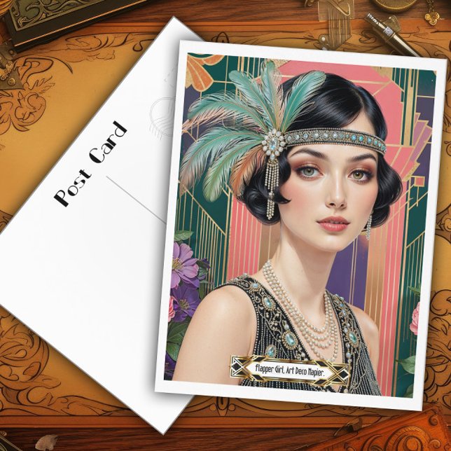 1920s Cocktail Elegance Flapper Girl Postcard (Creator Uploaded)