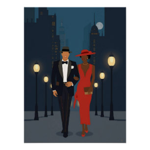 1920's Couple Strolling Poster