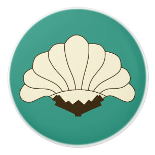 1920s Cream Vintage Flower & Turquoise Ceramic Knob