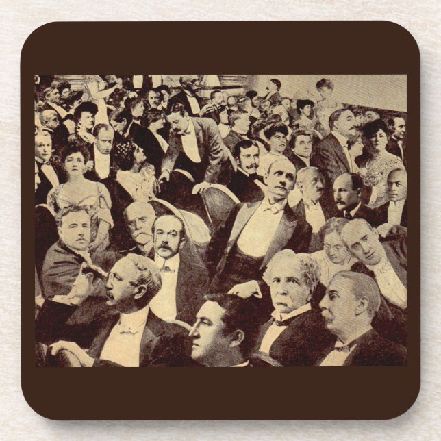 1920s crowd scene beverage coaster (Front)