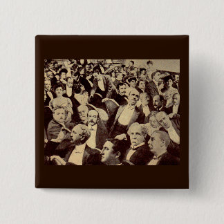 1920s crowd scene pinback button