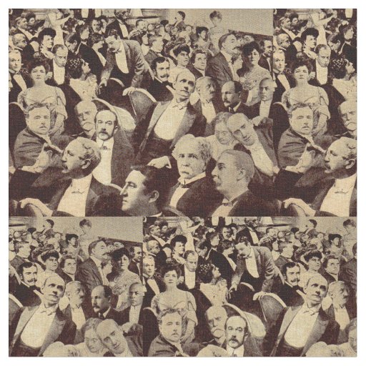 1920s crowd scene print fabric