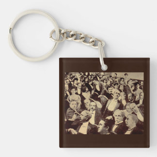 1920s crowd scene print keychain