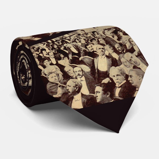 1920s crowd scene print neck tie (Rolled)